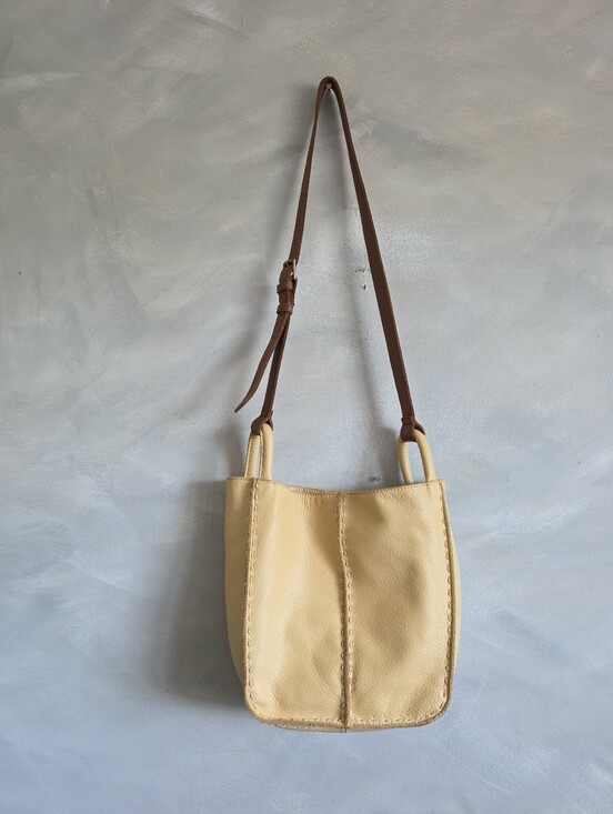 The Sak Handbags - The Sak Los Feliz Slouchy Crossbody Yellow Leather Two Tone Pebbled 11.5x10x4